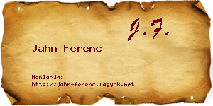 Jahn Ferenc névjegykártya