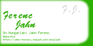 ferenc jahn business card